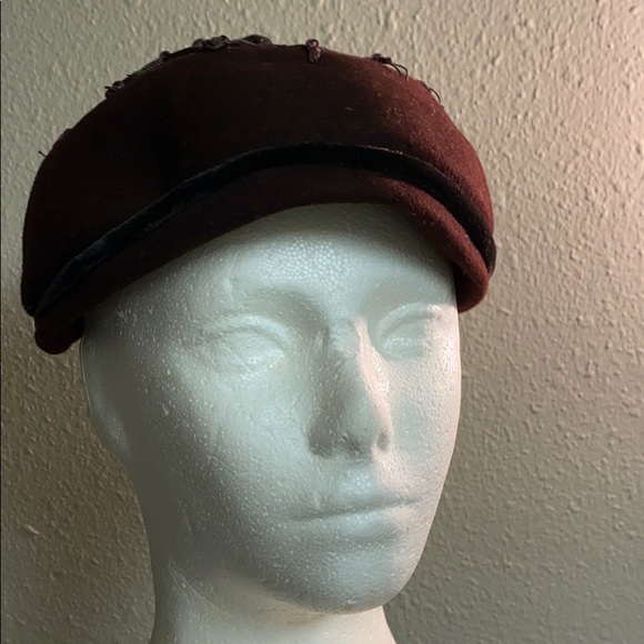 ✅ LEE BURY Hat Cap Beret Genuine Fur Felt Stylish True Vintage Rare Retro Brown - Picture 2 of 9